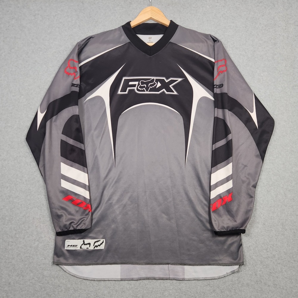 Fox Racing Jersey Shirt Mens XL Gray Black Motocross MX Dirt Bike Race